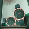 Montres-bracelets Chine Femmes Montre-Bracelet Fleurs Vert Petite Dame Robe Montres En Cuir Quaze Horloge Échelle Romaine Relojes Para Mujer Montre Femme