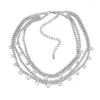 Chains Brand Shiny Rhinestone Chain Tassel Choker Necklace Jewelry For Women Party Show Ladys' Evening Dress Statement