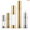 500pcs 5ml 10ml 15ml 20ml 30ml Gold Silver Anodized Aluminum Airless Bottles Luxury Travel Cosmetic Cream With Pump SNgoods Biuwb