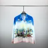 カサブラン長袖の男性デザイナーシャツlucid夢の島の風景色の気質サテン半袖ドレスシャツm-3xl 2023