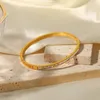 Bangle Ins 18K Gold vergulde roestvrij staal wit vierkante kubieke zirkonia -armband voor vrouwen sierlijke hand sieradencadeau