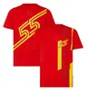 T-shirt de l'équipe F1 de vente chaude racer 16th No.55th T-shirt à manches courtes pour hommes, chemise rouge décontractée et respirante de sport de course en été.