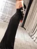 Party Dresses Real Picture Sexy Black Off The Shoulder Long Sleeves With Silver Beads High Quality Custom Made Floor Length Evening Dress