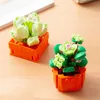 Blokken mini sappige ingemaakte bouwstenen Diy Home Desktop Green Plant Decoratie Simulatie Bloem Klein deeltjes Aangemaakt speelgoed R230817