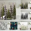 Shower Curtains High Quality Forest Trees Deer Printed Fabric Shower Curtains Bath Screen Waterproof Products Bathroom Decorate with 12 R230821