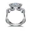 Anelli a grappolo di lusso maschile 925 sterling argento 3ct anello diamantato simulato Eterno Engagement Bandie per matrimoni Gioielle