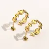 Style Gold Plated Hoop Designer Earrings Brand Letter Stud Earring Chain Geometric Women Jewelry Accessories 20