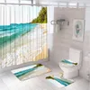 Rideaux de douche océan plage étoile de mer rideau ensemble arc vert vigne fleur salle de bain antidérapant tapis de bain piédestal tapis couvercle toilette couverture