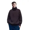 Herentruien Europese stijl Pure hand geweven verdikte hoge nek Wintertrui Hoogwaardige pullover Rode wijn Super coole mannen