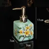 Liquid Soap Dispenser Chinese Painted Ceramic Foam Soap Dispenser Creativity Flower Illustration Shampoo Bottle Home Bathroom Decoration Accessories 230820