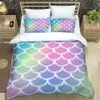 Постилочные наборы раскрашенные постепенные рыбные шкалы HD Print Setgirl's Double Pedvet Cover Pillowcase Setking Seast Set 230818