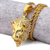 Charms Fashion Personality Animal Lion Head Gold Color Personlighet Domineering Pendant Necklace For Men Trend Hip Hop Street Jewelry 230821