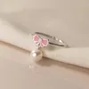 Cluster Rings 925 Sterling Silver Bow Pearl Ring Ins Wind Fashion Sweet Female Index Finger Engagement Wedding High Luxury Jewelry