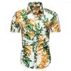 Erkekler Sıradan Gömlek Hawaii Baskılı Kısa Kollu Gömlek Avrupa Boyutu Plaj Giyim