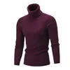 Pulls pour hommes automne hiver pull à col roulé solide coupe ajustée à manches longues pulls à tricoter homme pull de noël col roulé hauts A50