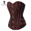 Тренер по талии Brocade Steampunk Жаккардовый кожаный кожа.