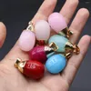 Charms 2 PCS Natural Stone Random Colour Round Teardrop Pendant Elegant Look For DIY Jewelry Making Handmade Bracelet Earring Necklace