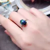 Ringos de cluster simples 925 Silver Black Opal Ring para usar diariamente jóias naturais de pedra preciosa esterlina