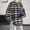 Męskie bluzy bluzy wiosenne jesień w paski swobodne hip -hop duży bluza bluza harajuku streetwear koreańskie topy moda pullover ropa de hombre 230818