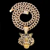 Collane punk hip hop a ghiaccio a pendente di tigre cristallino Chunky Miami Cuban Link Catena Calco di zircone girocollo per donne uomini gioielli 230821