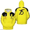 F1 Mens Hoodies Sweatshirts Formula 1 Scuderia Ferari Leclerc 1947-2022 75th Yellow Zipper Hoodie Spring Autumn Casual Mens 255P