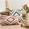 Pillow Pink Yellow Black Embroidery Cover Geometric With Tassels 45x45cm/ 30x50cm Home Decoration Sofa Pillowcase