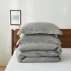 Bedding Sets Simple&Opulence Linen 3Pcs Solid King Size Set Natural French Washed Breathable Duvet Cover Bed Sheets Pillowcase