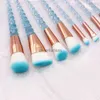 Pinceaux de maquillage 10pcs bleu licorne pinceaux de maquillage ensemble poudre fard à paupières fond de teint pinceau à lèvres cristal diamant maquillage pinceaux maquiagem HKD230821