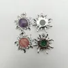 Pendant Necklaces Fashion Good Quality Amethyst Natural Gem Stone Silver Plated Alloy Sun Necklace Jewelry Making Charm Accessories 12PC