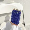 Kvällspåsar Fashion Crystal Blue Clutch Bags Women Designer Party Purse Box Chain Shoulder Bags Ladies Glar Gold Evening Handbag B366 HKD230821