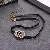 Luxury Jewelry Chokers Designer Alphabet Black Rope Necklace Imported Simulation Diamond Pearl Counter Consistent Brass Material Hot Model