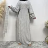 Ethnic Clothing Middle East Fashion Simple Women Stripes Muslim Dress Abaya Dubai Turkey Arabic Islamic Caftan Chiffon Robe