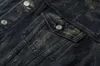 Xinxinbuy Men Jacket Jacket Jacket Denim Destruído Tie Tye Manga Mulheres Longa Mulheres Cinzentas Verde Chaque M-3xl