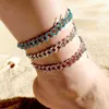 Ny Iced Out Cuban Anklet Armband Rhinestone Hip Hop Jewelry for Women Blue Pink Crystal Foot Chain Summer Beach 230719