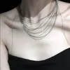 Catene di catene a colori argento stacked collana femminile collana da donna un unico colletto in metallo a strati elegante girocollo hipster giuochi femminili