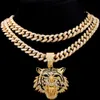 Halsketten Punk Hip Hop Hop Out Crystal Tiger Anhänger Chunky Miami Cuban Link Kette Halskette Zirkon Choker für Frauen Männer Schmuck 230821