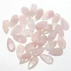 Pendant Necklaces 6pcs/lot 2023 Natural Stone Rose Quartz Faceted Water Drop Shape Necklace Loose Bead Jewelry Making DIY Accessories