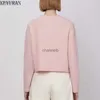 Женские трикотажные футболки розовый цветочный вязаный кардиганский пальто Женщины осенняя винтажная мода О-образное свитер с длинным рукава