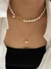 Pendant Necklaces Brass Real Natural Freshwater Pearl Linked Women Jewelry Punk Hiphop Designer Runway Rare Gown Boho Top Japan Korean