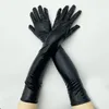 Five Fingers Gloves Adult Long Patent Leather Coated Pole Dance Performance Gloves Halloween Costume Accessories Tight Gloves 230821