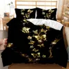 Bedding sets Golden Butterfly Duvet Cover Set KingQueen Size Pretty Blue Women Insect 23pcs Polyester Comforter 230818