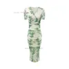 Ethnic Clothing 2023 Traditional Chinese Vintage Dress Feminino Streetwear Flower Print V-neck Mesh Elegant Banquet Evening Vestido