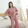 Women's Sleepwear Plus Size Home Wear Pajamas Round Neck Spring And Summer Clothes Suit Nine Points Pants Pink Pyjamas Women