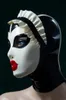 Maski imprezowe unisex seksowne lateksowe gumowe kaptury splicowana maska ​​z koronkowymi perukami maska ​​pokojówka plus size dostosuj ręcznie na imprezę 230818