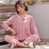 Vêtements de nuit pour femmes Pyjamas Dames Coton Lâche Service À Domicile Vêtements De Nuit Élégants Printemps Et Automne Dentelle Sexy Tentation Nuit