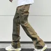Pantaloni da registrazione in denim micro elastico lavato dipinto a inchiostro Splash Pantaloni da uomo larghi patchwork Y2K Jeans cargo casual oversize 230818