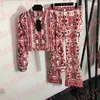 Женские дизайнерские брюки Set Fashion Print High Plant Sexy Randeveless Sling Tops Tops с длинными рукавами наборы блузок