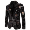 Hommes Hipster Noir Or Rose Floral Bronzant Blazer Veste Discothèque Hommes Costume Veste De Mariage Scène Chanteur De Bal Slim Fit Blazers240F