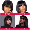 Perruques synthétiques droites Bob perruques de cheveux humains avec Bang Full Machine Made perruque sans colle brésilien Remy cheveux naturels Bob perruques pour femme noire 230818