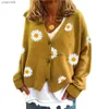 Magliette da donna tees 2023 donne daisy fiore corto cardigan signore cotone in cotone a collo givita maglione aperto cardigan da bagno anteriore aperto per donne HKD230821